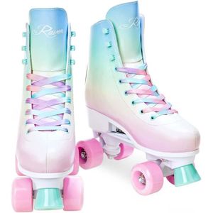 MADIVO Pastel Patins à roulettes classiques rétro pour femme, Roulements  ABEC-7, Patins à roulettes en ligne pour fille, Bleu/corail