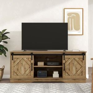 MEUBLE TV Grand meuble TV - Meuble TV avec portes coulissantes classiques - Étagères réglables pour salon-salle à manger - 150*40*60