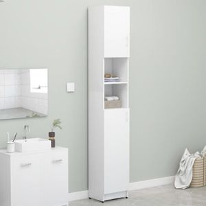 COLONNE - ARMOIRE SDB Armoire de salle de bain Blanc 32x25,5x190 cm Aggl