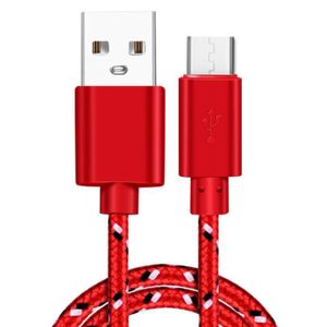 CÂBLE TÉLÉPHONE Chargeur pour Samsung Galaxy A6 (2018) / A6+ (2018) / A7 (2018) / A8 Cable Micro USB Tressé Cordon Nylon Renforcé Rouge 1m