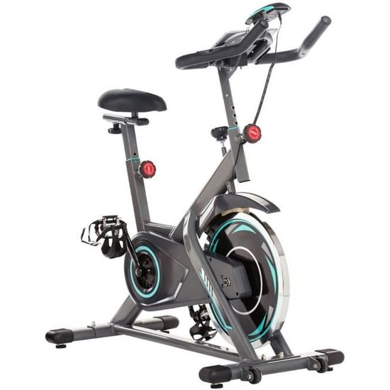 Vélo d’Appartement à l'Intérieur Vélo Biking Fitness Résistance Ajustable Écran LCD Charge Maximale 150kg Roue Inertie13kg-Gris