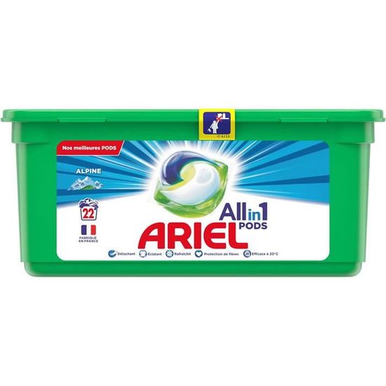 LOT DE 5 - ARIEL Alpine All in 1 Pods - Lessives capsules 22 lavages ...