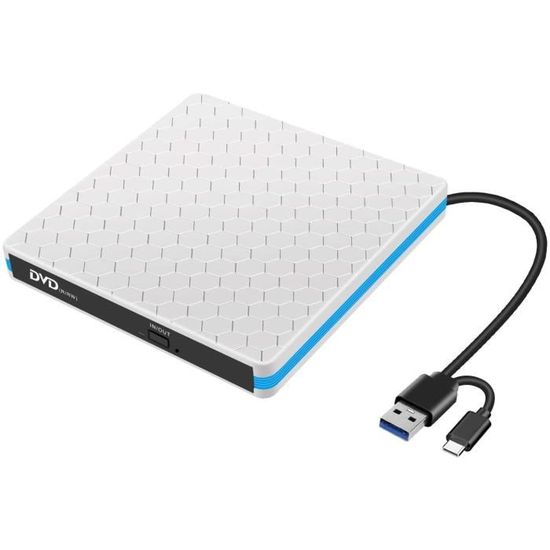 Windows/Linux Mac Lecteur de CD/DVD Externe iOS Transfert de données Haute Vitesse à Faible Bruit pour Ordinateur Portable Lecteur de graveur de CD/DVD-RW Portable USB 3.0 Type-C Bureau Windows/Linux Mac Lecteur de CD/DVD Externe iOS Transfert de données Haute Vitesse à Faible Bruit pour Ordinateur Portable Lecteur de graveur de CD/DVD-RW Portable USB 3.0 Type-C Bureau