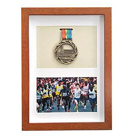 Présentoir à Médailles En Bois - Cadre Photo Vitrine - Pour Médailles De Course, Décor Intérieur - 30 X 15 Cm