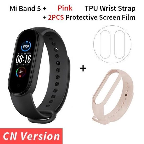 Montre connectée,Xiaomi Smart MI bande 5 Bracelet AMOLED écran Miband 5 Smartband Traker Bluetooth étanche Smart - Type CN Add Pink