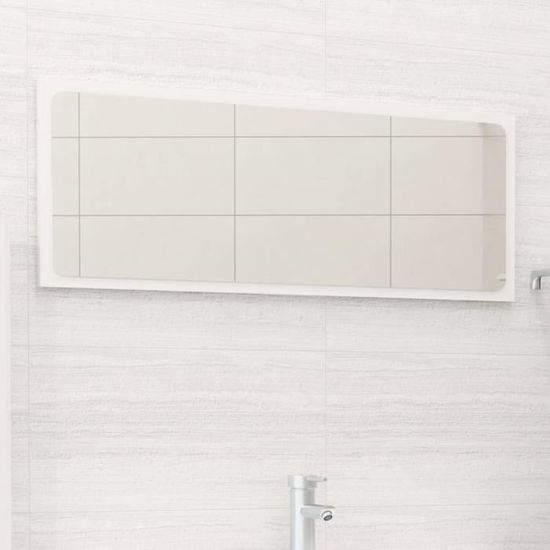 :)91395 GRAND Miroir de salle de bain ECONOMIQUE - Miroir mural - Style baroque Blanc brillant 90x1,5x37 cm Aggloméré