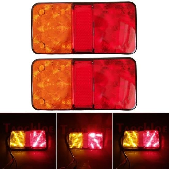 Yuanjoy Kit 2 Feux Arrière LED Remorque 10-30V – Étanche IP67 Multifonction Pour Camion, Caravane, Camping-Car