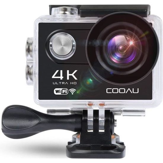 Caméra Sport COOAU 4K WiFi Étanche 30M avec Batteries Rechargeables 1050mAh et 19 Accessoires