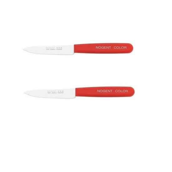 Lot de 2 Couteau d'Office Nogent Trois etoiles Color Rouge - Cuisine France Inox Legume - 429