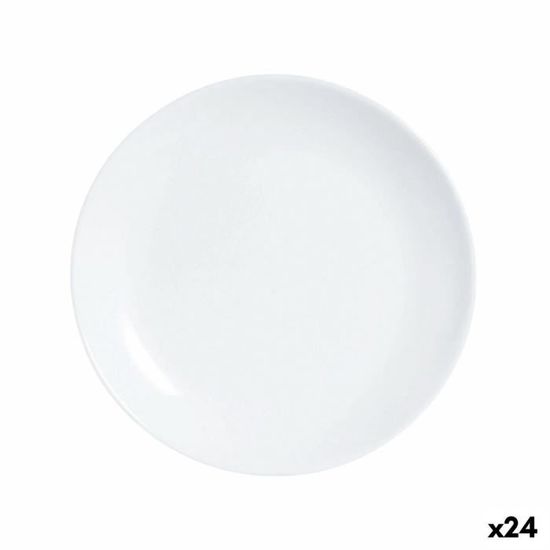 6 Assiettes Luminarc Diwali 19 Cm - Verre Trempé Blanc - Résistant