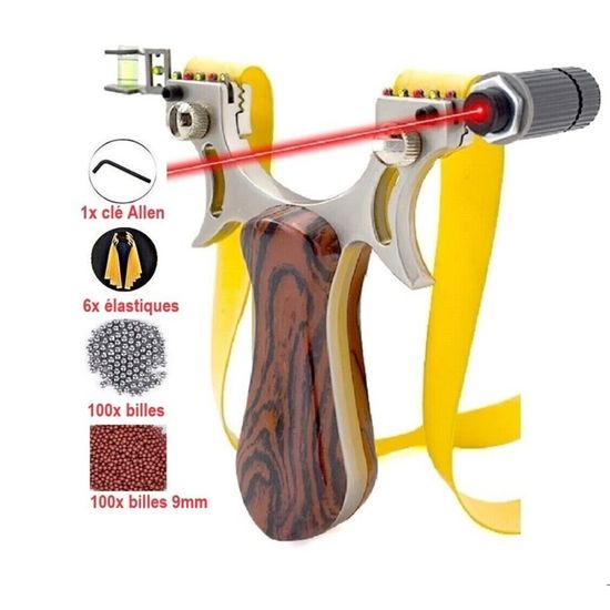 Fronde Lance-Pierre Pro En ALU + Lampe + Laser + 200 Billes Accessoire Chasse Item 14343820