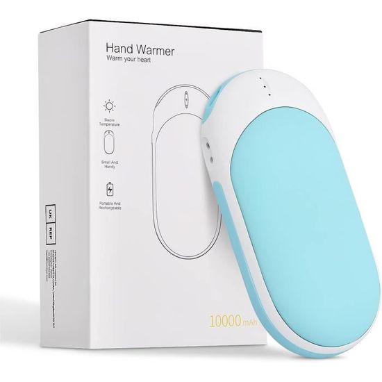 Chauffe-mains Rechargeable 10000 MAh - 3 Niveaux De Chaleur, écran, Fonction Powerbank