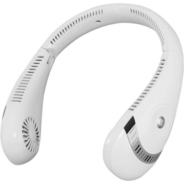 Ventilateur De Cou Rechargeable Sans Lame TRILINK – Blanc, Portable, Main Libre