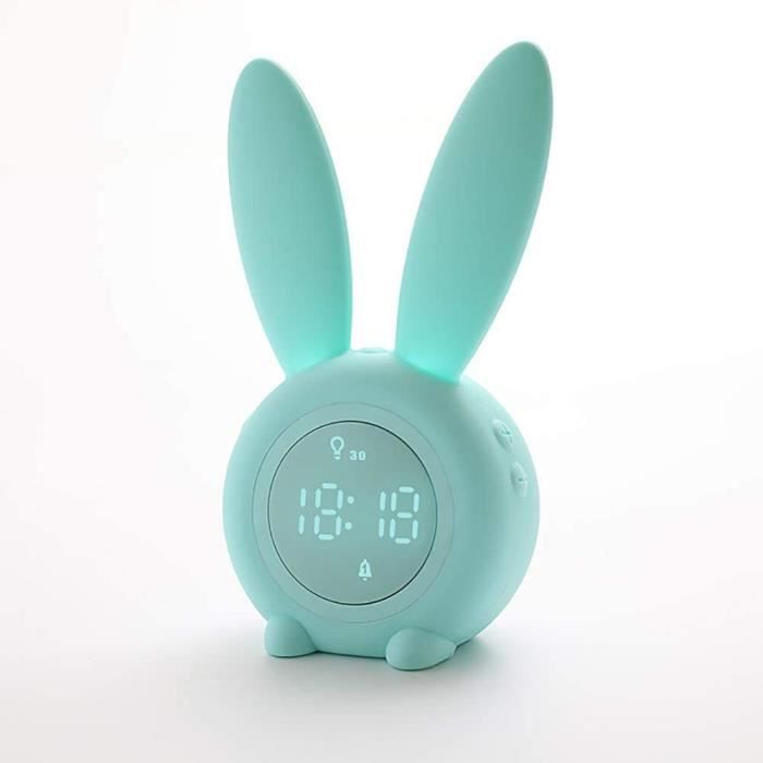 Réveil pour enfants, réveil éducatif jour/nuit avec veilleuse 15 couleurs, fonction
