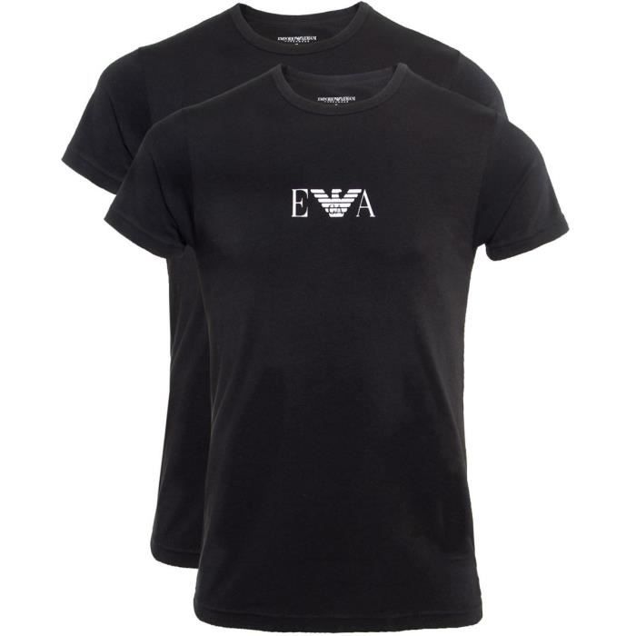 EMPORIO ARMANI Pack de 2 Tshirt Stretch Noir Homme