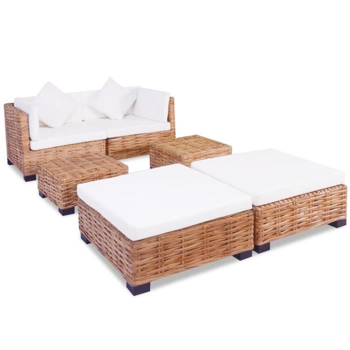 Salon de jardin 16 pcs Rotin naturel