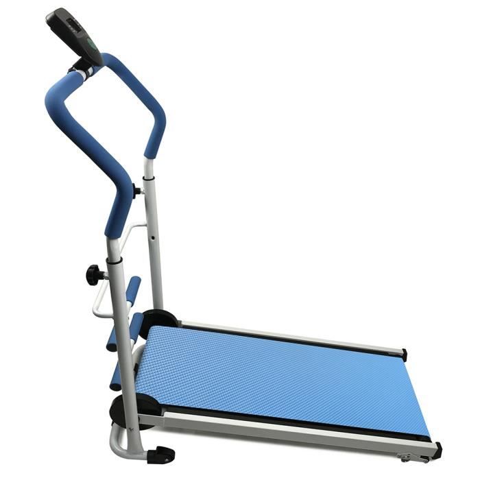 HOMPOT Tapis de course Tapis roulant avec Écran LCD Appareil de Fitness Pliable ( non-électrique ) bleu