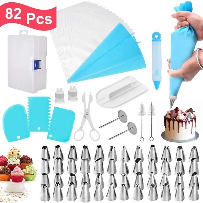 82Pcs Kit de Décoration de Gâteaux 48Pcs Douille de Poche Poche Pâtisserie en Silicone, Ustensiles de Pâtisserie pour Bricolage Noël