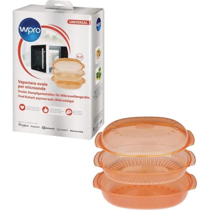 Wpro STM005 Plat Vapeur Ovale Easycook 2,5 L pour Fours Micro-ondes 34 x 20 cm
