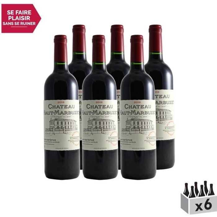 Château Haut-Marbuzet Rouge 2016 - Lot de 6x75cl - Appellation AOC Saint-Estèphe - Vin Rouge de Bordeaux - Cépages Cabernet