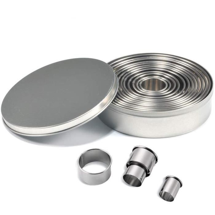 12PCS Emporte Piece Rond Cercle Patisserie Emporte pièces Cuisine pour Biscuits Pâtes à Sucre Gâteaux Emporte Piece