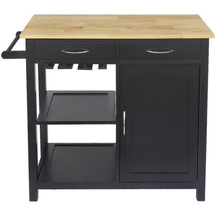 Buffet de Cuisine Meuble de Rangement Desserte en Bois Massif avec 2 Tiroirs 79*82*40cm
