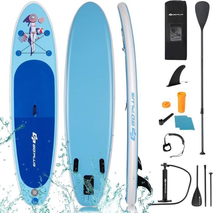 Stand Up Paddle Gonflable 305x76x15CM avec Accessoires Pagaie,Pompe Haute Pression Kit de Réparation,Leash, Aileron Amovible Sac