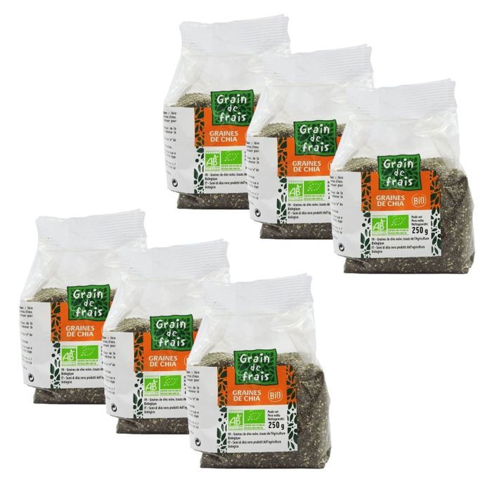 Lot 6X Graines de chia BIO - Grain de Frais - paquet 250g