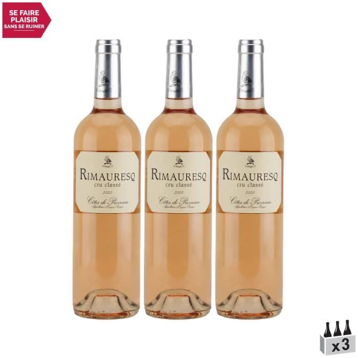 Côtes de Provence Cuvée Classique de Rimauresq Cru Classé Rosé 2020 - Lot de 3x75cl - Domaine de Rimauresq - Vin AOC Rosé de Provenc