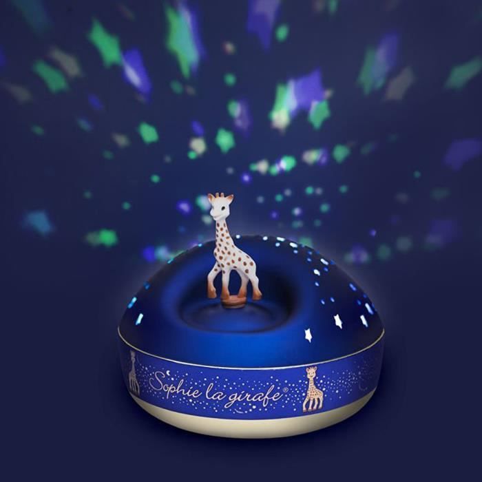 SOPHIE LA GIRAFE-Veilleuse Boite à musique avec projections lumineuse Ø12cm Bleu Trousselier