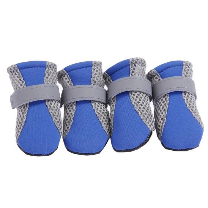 Chaussures de Chien Chiot Botte Protection Antidérapant Chausson Protections des Pattes - Bleu, S