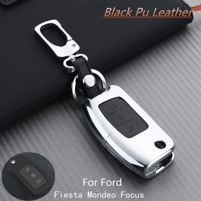Silicone Clé Coque Ford New Mondeo//Escort 3 touches Noir pliante Clé