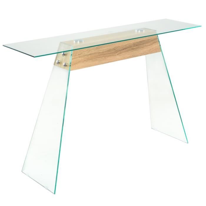 Hot Table Console Table d'Entrée MDF et verre 120 x 30 x 76 cm Couleur de chêne®REJWIO®