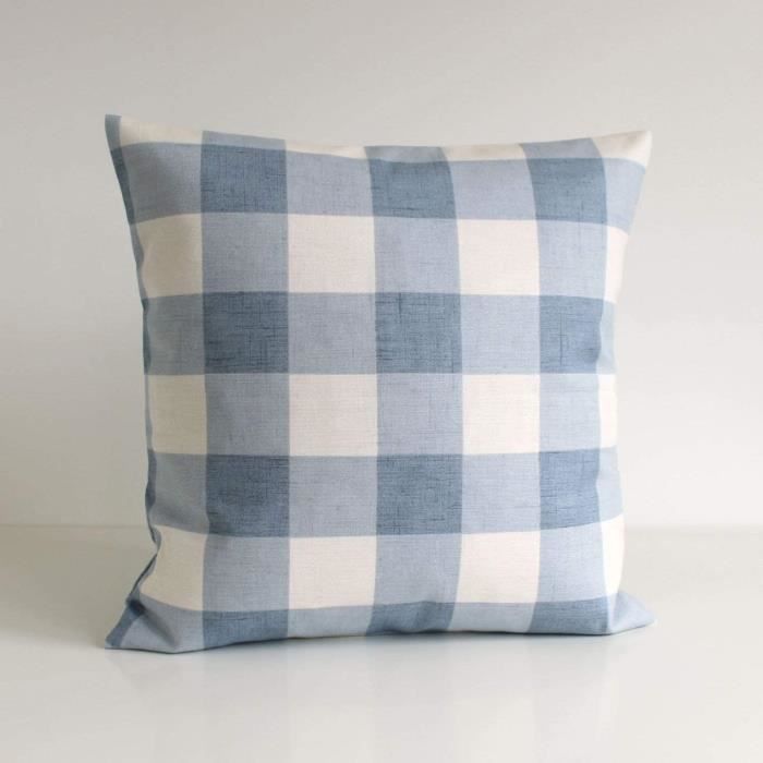 SSIN Toll2452 Cottage Chic Housse de coussin Motif vichy Bleu983