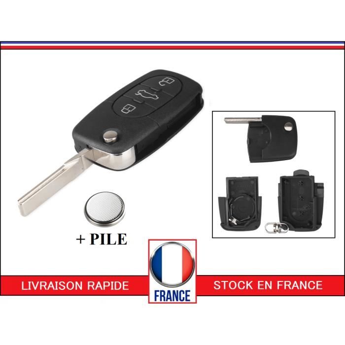 coque plip télécommande clé AUDI A2 A3 A4 A6 A8 TT S3 S4 3 BOUTON + PILE CR2032