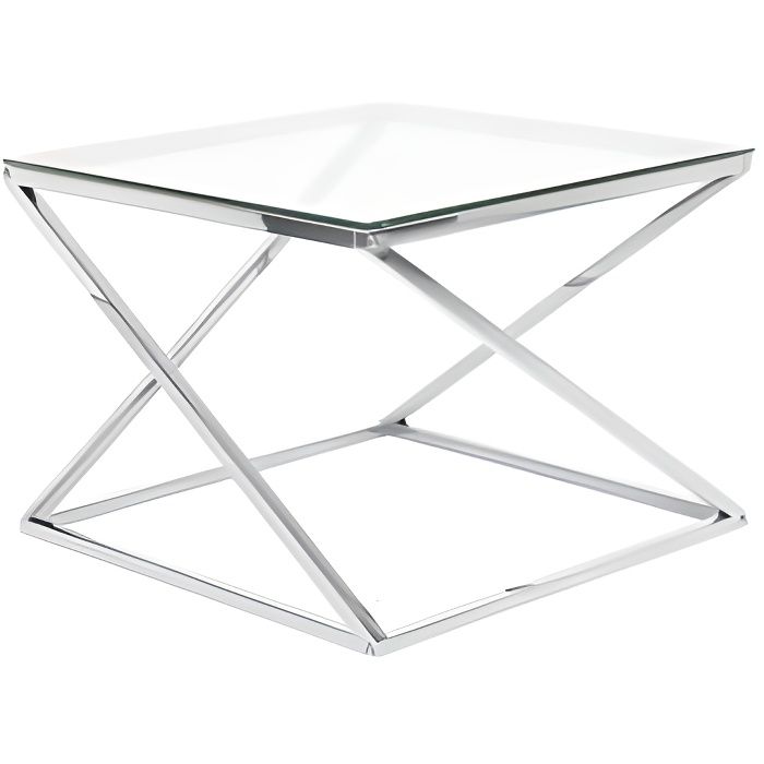 Beliani - Table appoint argentée avec plateau en verre BEVERLY
