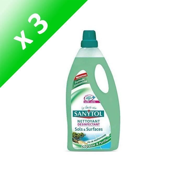SANYTOL nettoyants désinfectant sols et surfaces Pin de Méditerranée 1 L (Lot de 3)