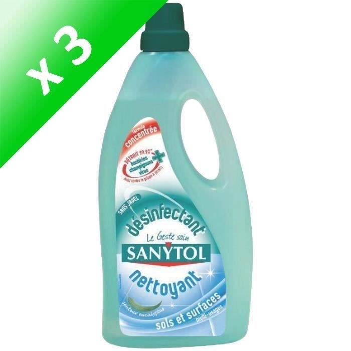 SANYTOL Nettoyant sols et surfaces - 1 L (Lot de 3)