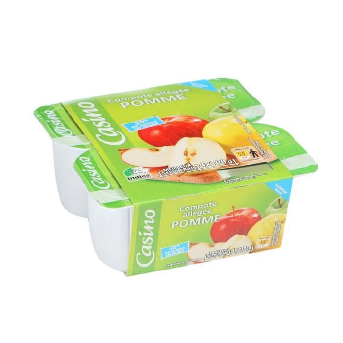 Lot de 4 pots de compote allégée de pomme en sucre - 400 g