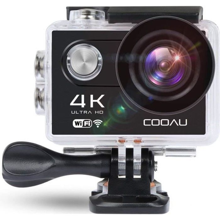COOAU GoPro Caméra Sport 4K WiFi avec Étanche 30M,170°Ultra HD Wi-Fi 2 - LCD, Batteries Rechargeables 1050mAh et 19 Kit d’Accessoire