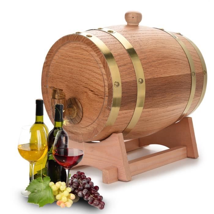 yancuroom Fontaine à boisson Distributeur avec robinet Cave Tonneau de vin Bois 3L