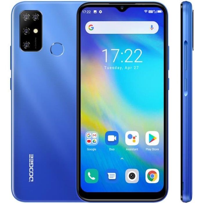 Smartphone 4G DOOGEE X96 Pro 6.52- Écran 64 Go Double Sim Android 11 13MP Caméras GPS- Bleu