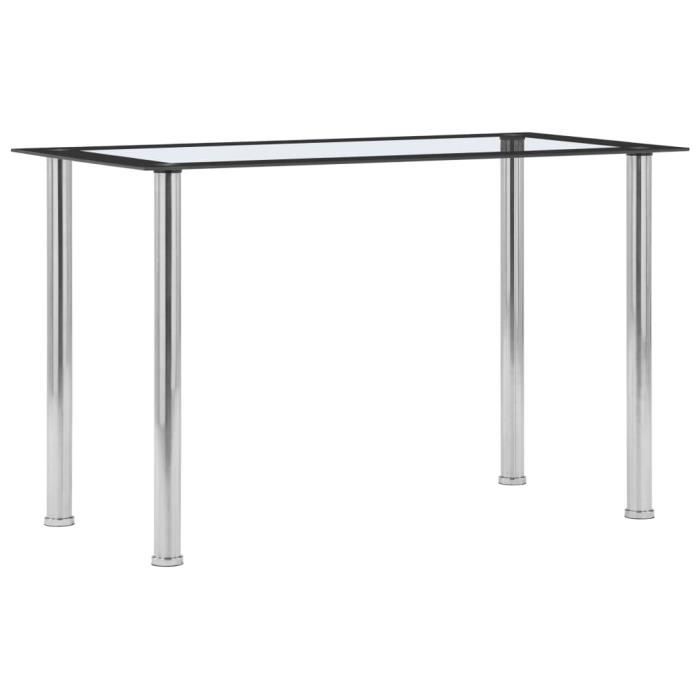 BEB Table à d?ner Noir et transparent 120x60x75 cm Verre trempé
