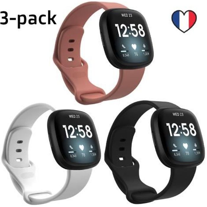 Multipack bracelet silicone pour le Fitbit Sense / Versa 3 - Noir / Blanc / Orange