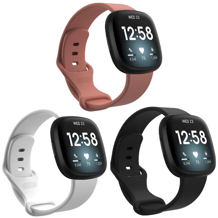 Multipack bracelet silicone pour le Fitbit Sense / Versa 3 - Noir / Blanc / Orange