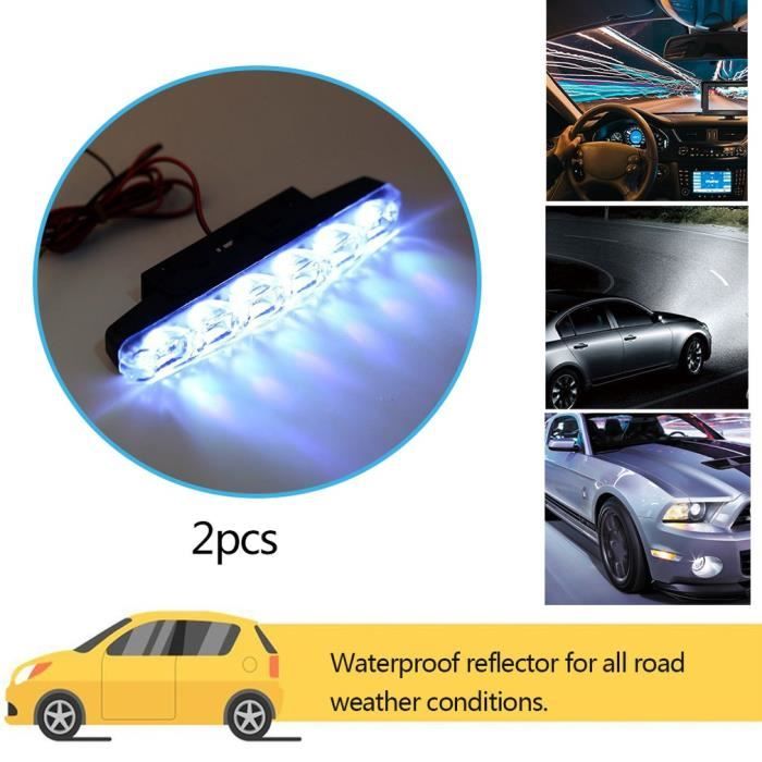 2 x xénon blanc 6 LED super lumineux DRL feux diurnes feux de brouillard 12V