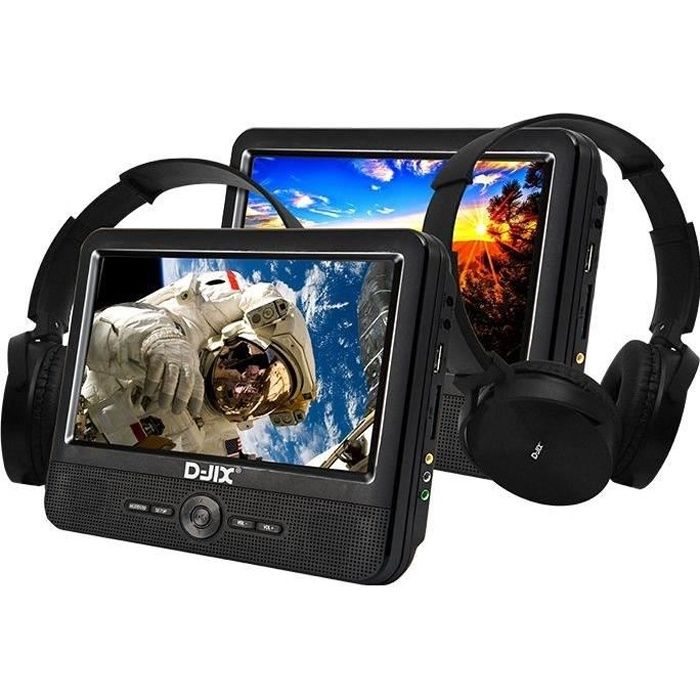 D-JIX PVS906-70DPC Lecteur DVD portable 9- - 2 casques audio filaires - Noir