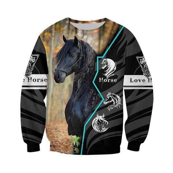 sweatshirt homme capuche,Cheval Design nouveau sweat à capuche Animal amour cheval 3D partout imprimé sweat à capuche décontracté s