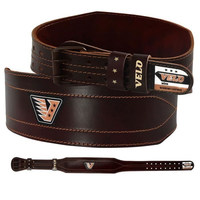 VELO Ceinture d'haltérophilie en cuir 4 -Bodybuilding Sweat Training Fitness Exercise Belts Brown