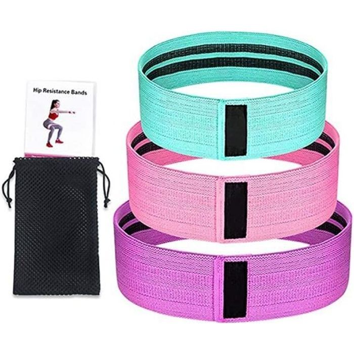 Bande Elastique Fitness – Bande de Resistance Set (3) - Équipement d'Exercices pour Musculation Pilates Squat Sport